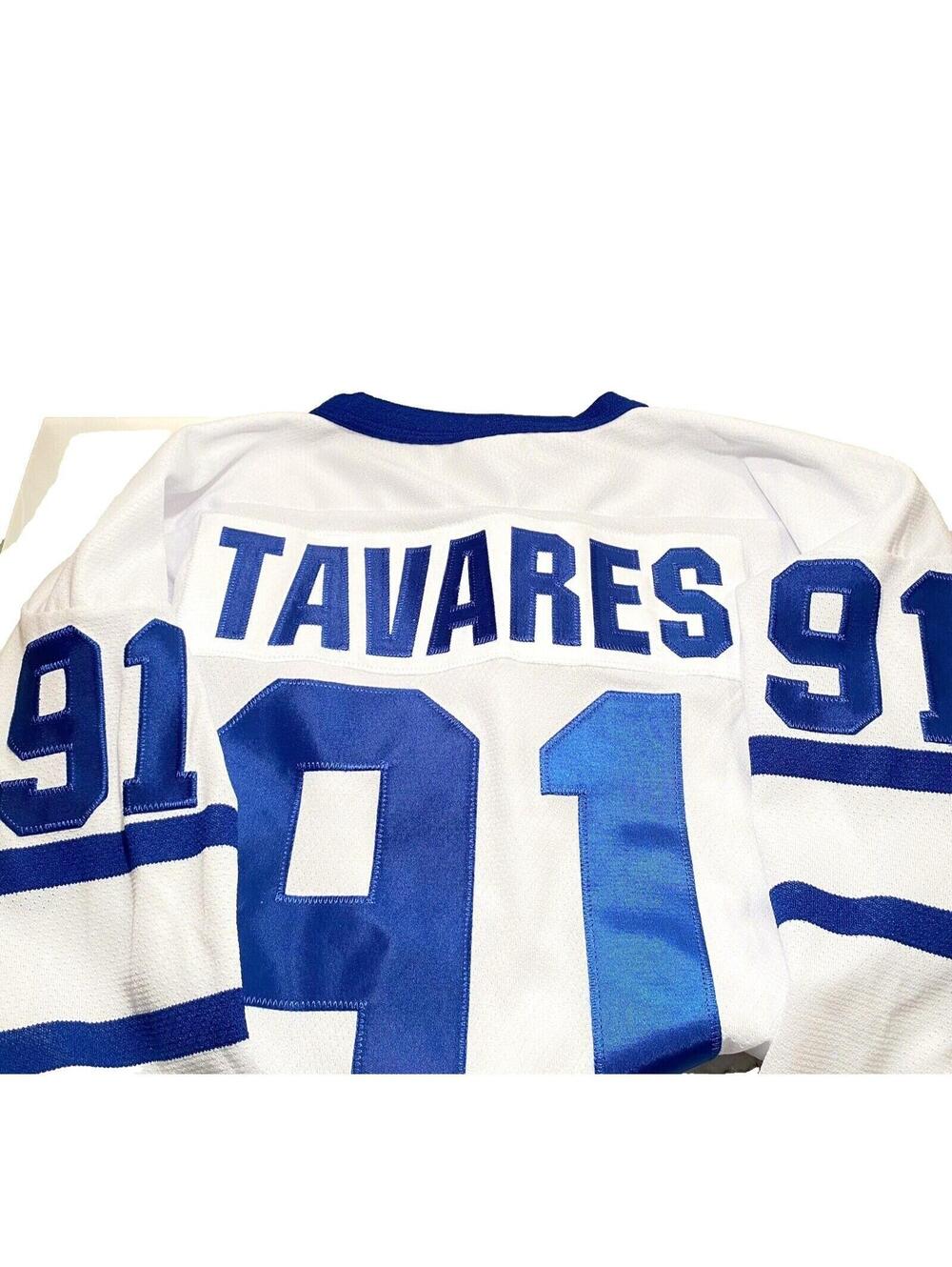 John Tavares Jersey #91 Maple Leaves Ice Hockey White & Blue Kid's Hockey Jersey - Picture 8 of 12